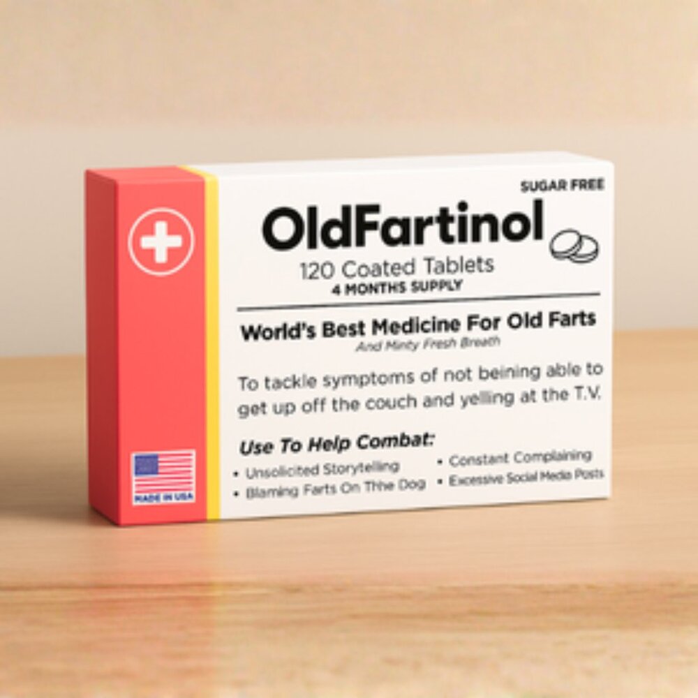 Funny Fathers Day Gag Gifts Prank Over the Hill OldFartinol Prescription Joke